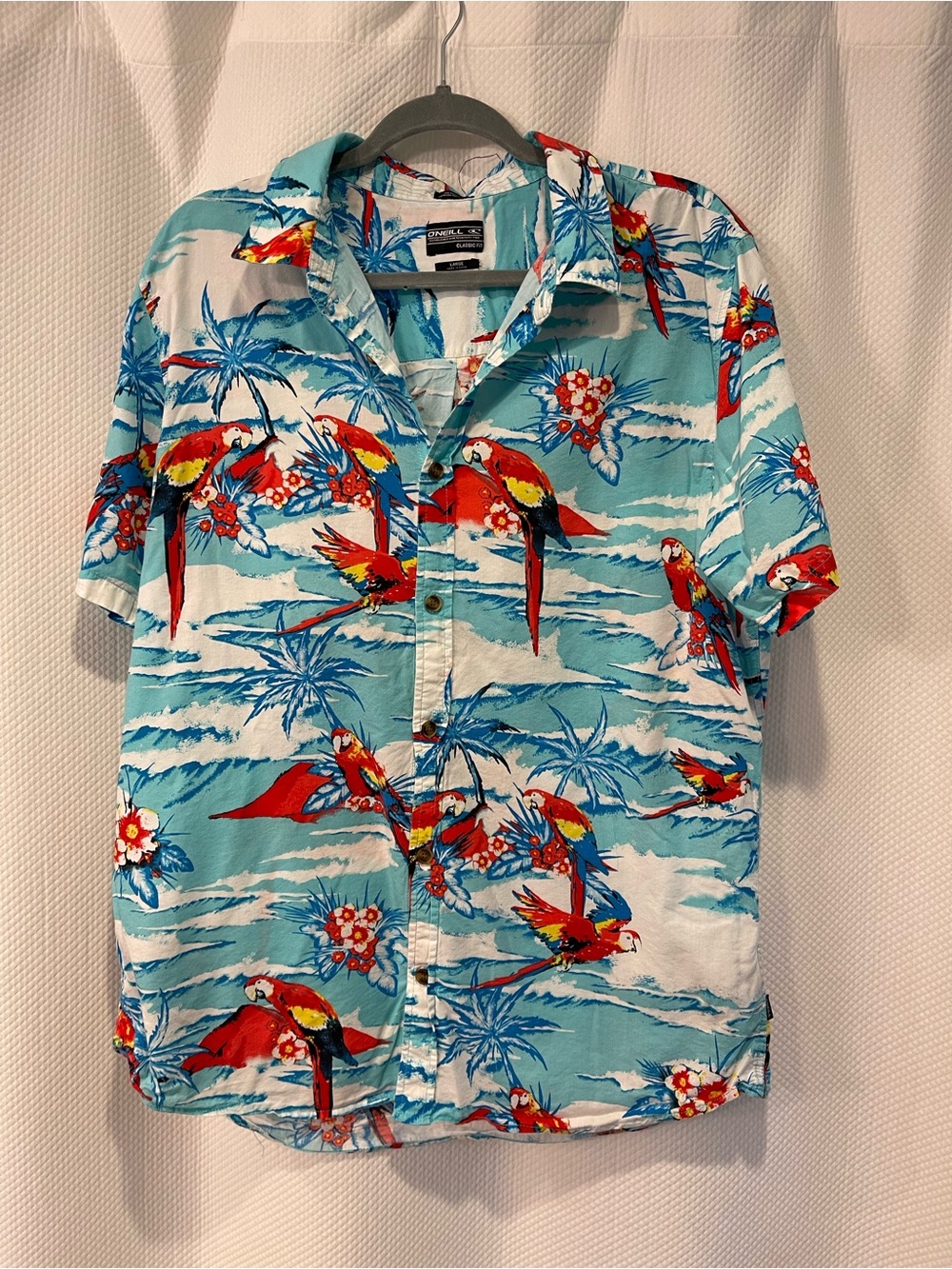 Oneil mens Parrot Print Short-Sleeve Shirt - size lg